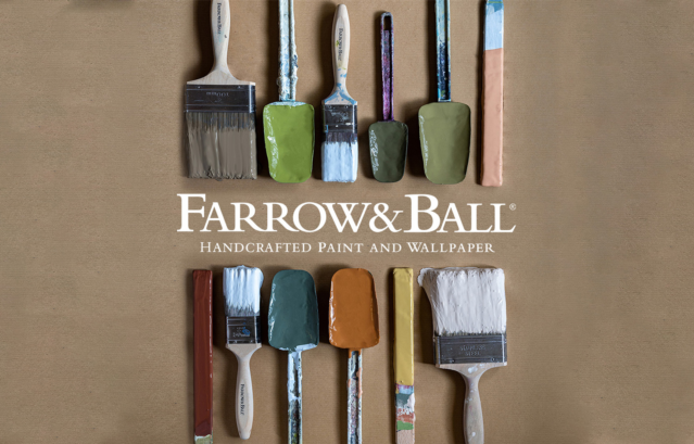 身の回りにある何気ない風景や使い込まれた道具の中に潜む「ありふれた美しさ」からインスピレーションを得たFarrow&Ballの新しいコレクションより、新色12色が彩られた各ペイントツール。